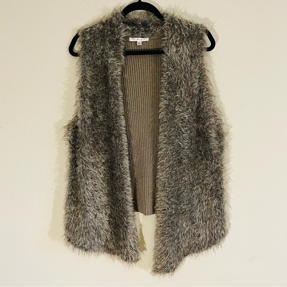 Cabi woman open front vest size large cotton alpaca mohair blend soft furry - Picture 1 of 7